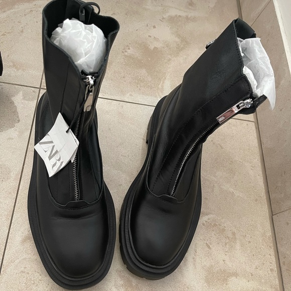 Zara zippered leather ankle boots - Picture 8 of 10